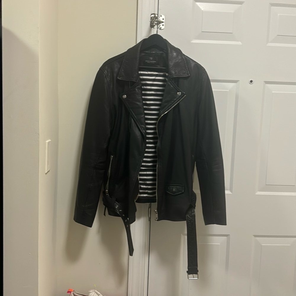 Scotch & Soda Black Leather Jacket (Men L)